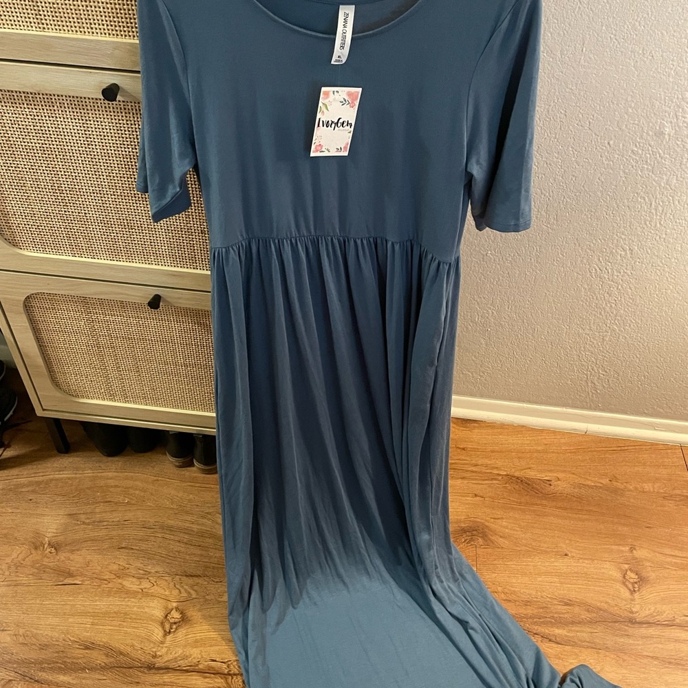 Ivory Gem blue maxi dress new with tags